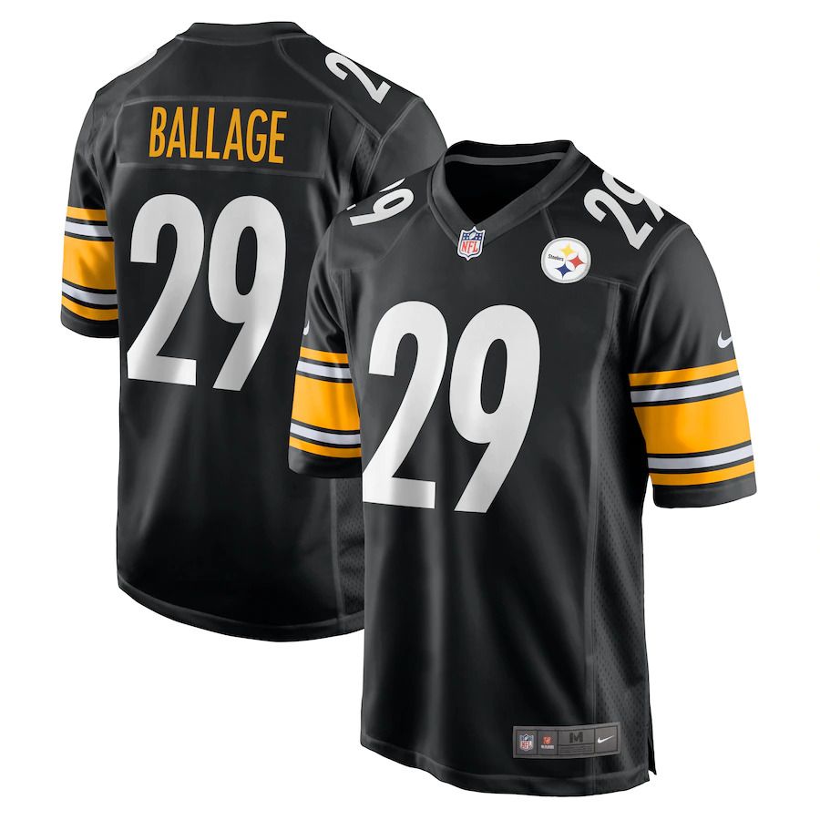 Men Pittsburgh Steelers #29 Kalen Ballage Nike Black Game NFL Jersey